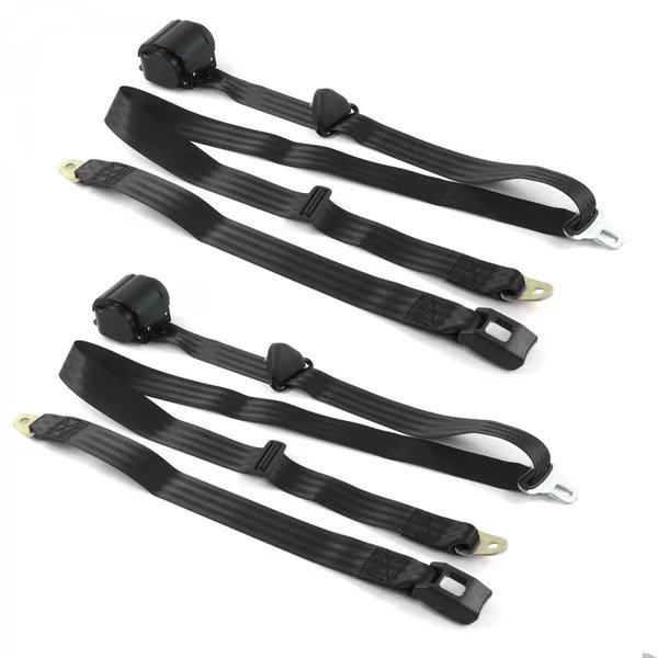 Standard 3 Point Black Retractable Bucket Seat Belt Kit for Chevy Chevelle 1968-1972 - 2 Belts, Geared2Golf, Mfr#: GE1570713